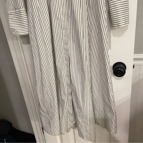 STAUD Lorenza Ivory Micro Stripe Shirt Midi Dress Button Front Size Small - Picture 8 of 15